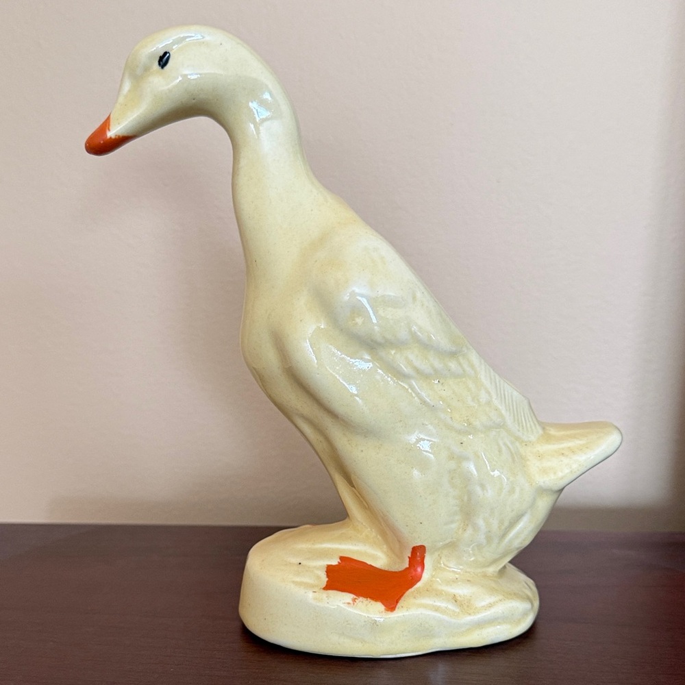 Vintage Yellow Ceramic Duck Planter (#1) likely made by Shawnee Pottery 7.5” USA